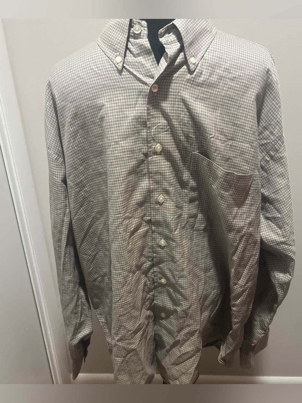 Burberry London Vintage Check Plaid Button Up Mens Large USA Made